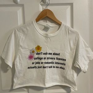 white cropped graphic tee